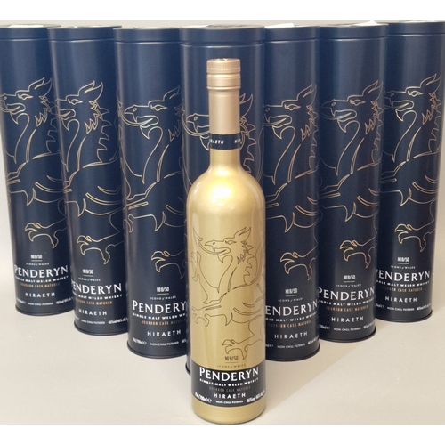 Collection of eight bottles of Penderyn 'Hiraeth' Single Malt Welsh Whisky Bourbon cask matured, No: 8-50, Icons of Wales. 700ml 46% vol. In original metal tubular boxes. (8) (B.P. 21% + VAT)