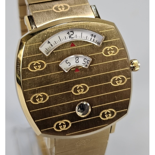 Gucci 'Grip' plated stainless steel digital quartz bracelet