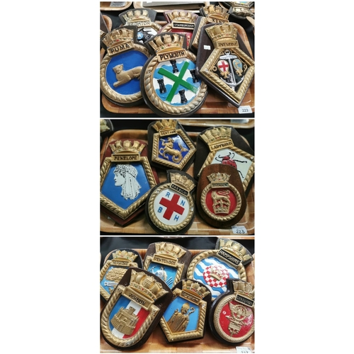 Three trays of Royal Navy ship’s crests, including HMS Centaur, RNH ...