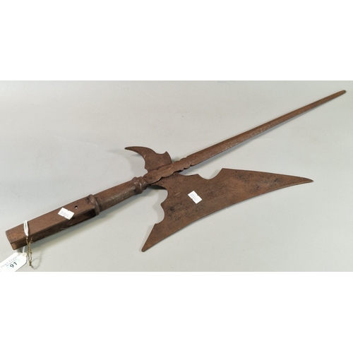 17th century style iron halberd head in relic condition. Total length ...