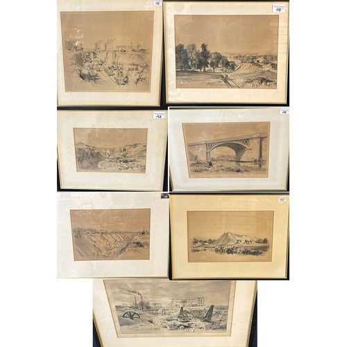 After J.C. Bourne, a group of monochrome lithographs depicting Civil ...