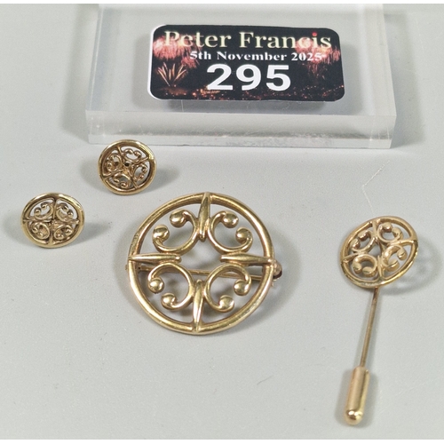 9ct-gold-ola-gorie-st-magnus-round-clasp-brooch-together-with-a-pair-of