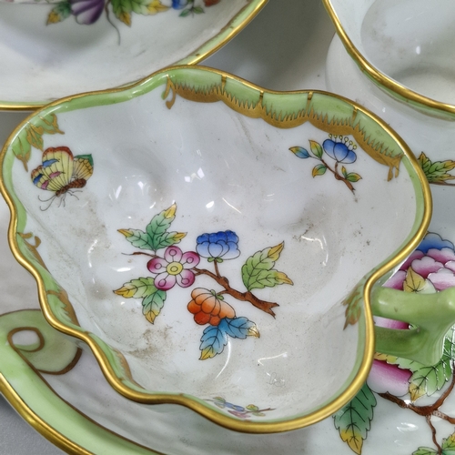Herend Hungary, porcelain 'Queen Victoria' pattern tea for two set ...