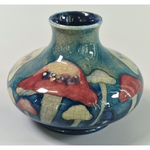 William Moorcroft 'Claremont' toadstool squat vase. 5.5cm high approx. Impressed marks to the underside Moorcroft, Made in England. (B.P. 21% + VAT)