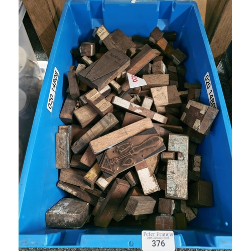 Collection of vintage wooden printing blocks/stamps, many in the form ...