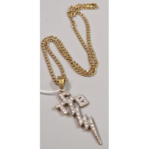 9ct gold curb-link chain with TCB Elvis Presley pendant. The chain 60cm ...