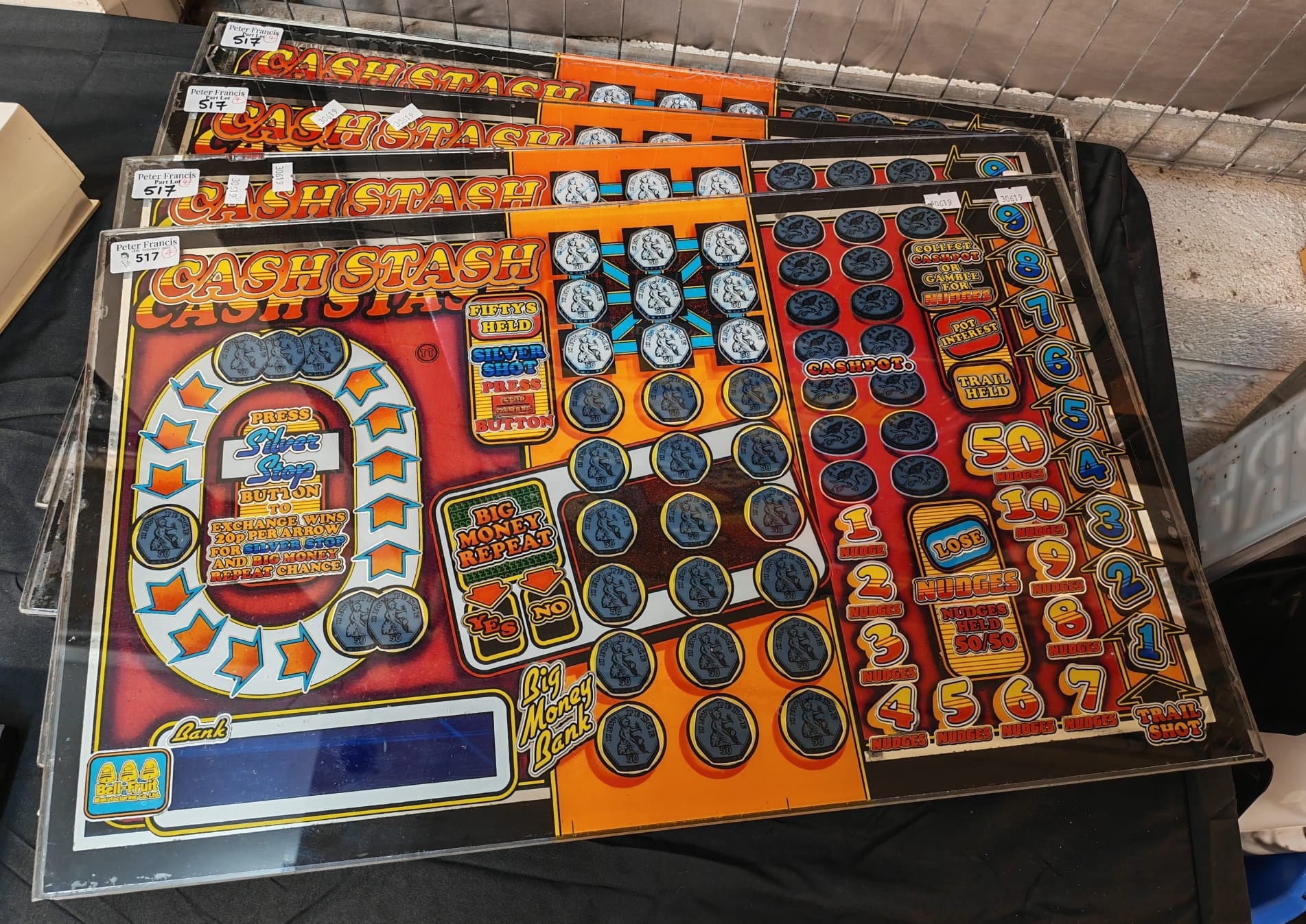 Four 'Cash Stash' slot machine game display panels. (4) (B.P. 21% + VAT)