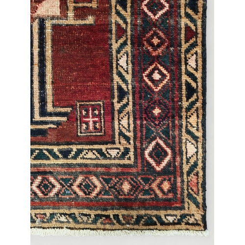 Red ground Persian Hamadan runner with geometric medallion design. 325 ...