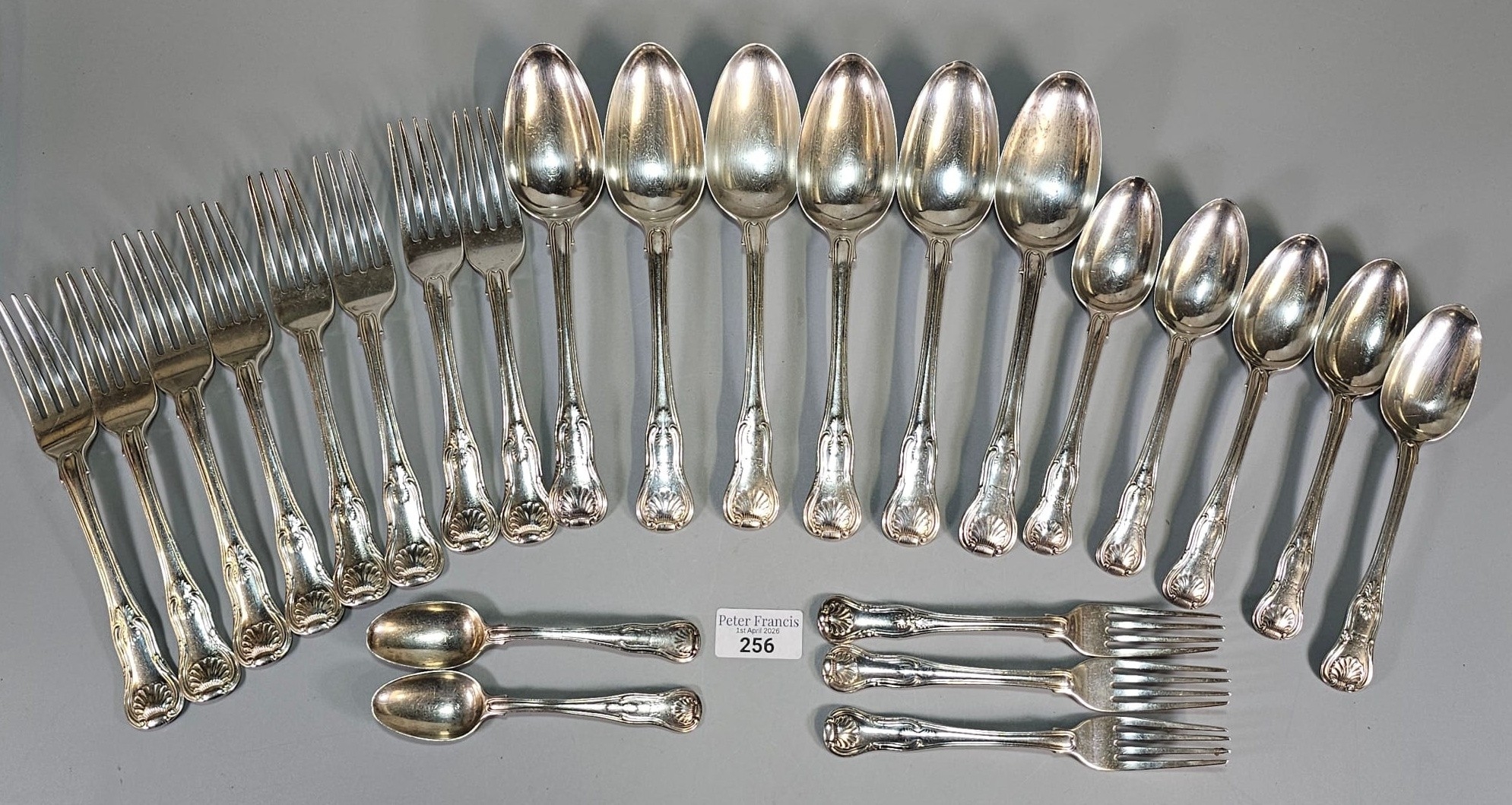 Bag of assorted Kings pattern 19th century silver flatware to include ...