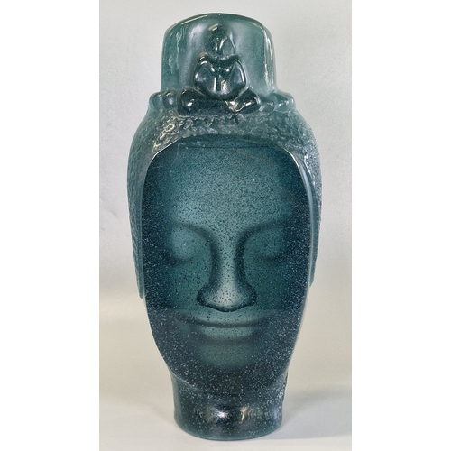 29 - Roy Adzak for Daum, a glass French crystal Buddha head sculpture. 33cm high approx. (B.P. 21% + VAT)
