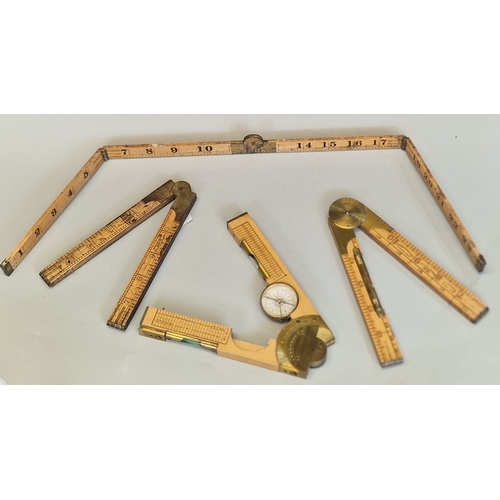 Late 19th early 20th century boxwood and brass Clinometer Rule ...
