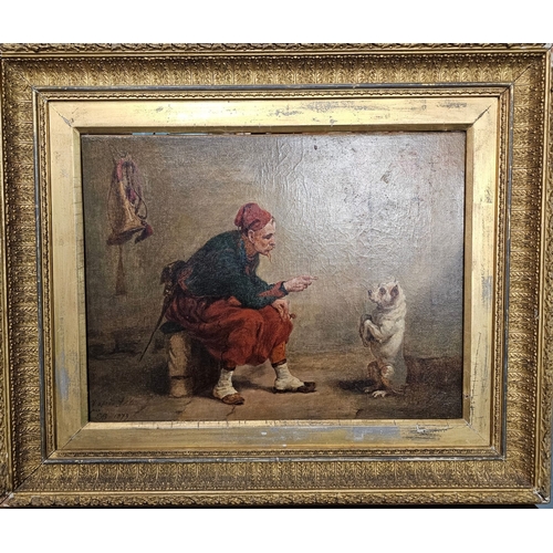 29 - After Pils (French 19th century), study of a soldier in Balkan uniform teaching his dog to beg, sign... 