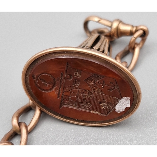 Edwardian 9ct rose gold 'T' bar Albert pocket watch chain with heart ...