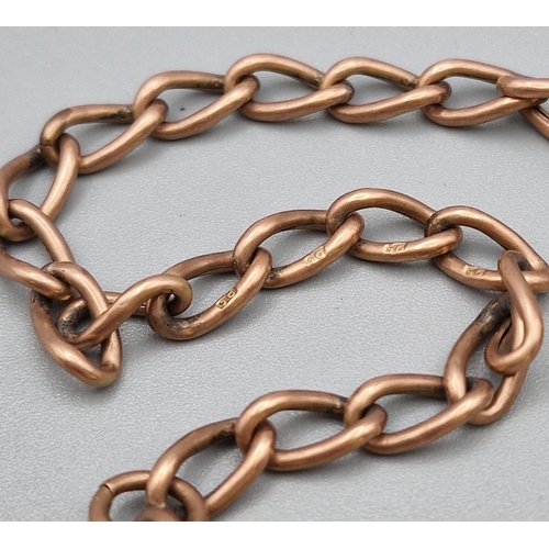 Edwardian 9ct rose gold 'T' bar Albert pocket watch chain with heart ...