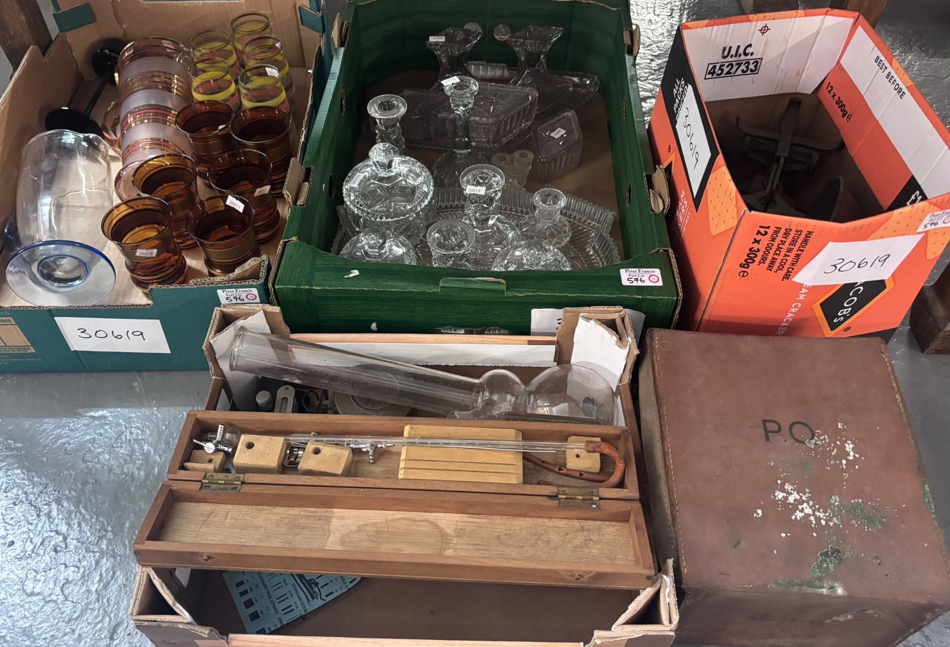 Box of mixed items to include: Cystoscope, Avio test meter model 8A ...