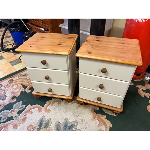 6 - PAIR 3 DRAWER PINE BEDSIDE CABINETS 23