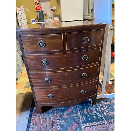 21 - 2/3 VICTORIAN MAHOGANY CHEST DRAWERS WITH INLAY 3FT HIGH X 28