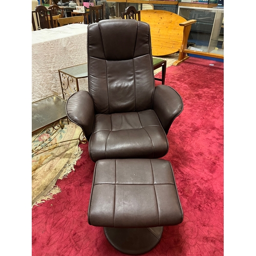 29 - LEATHER RECLINER WITH FOOTSTOOL