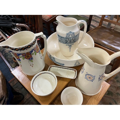 101 - FRENCH JUG AND BASIN SET WITH FRENCH JUGS AND BATHROOM CERAMICS