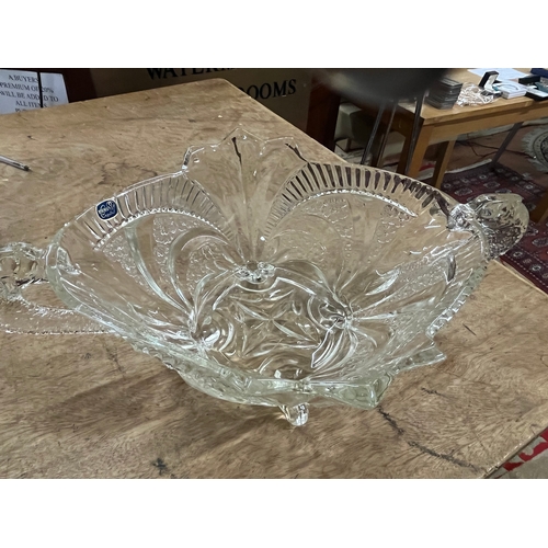 118 - BOHEMIAN FISH HANDLED GLASS BOWL