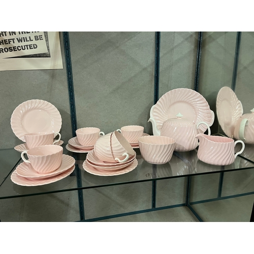 234 - 21 PIECE MINTON PINK SWIRL TEASET