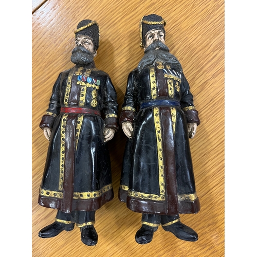 235 - PAIR OF BRONZE KAMER-KAZAK BODYGUARDS TO THE EMPEROR. DATED 1912. HEIGHT 18.2CM