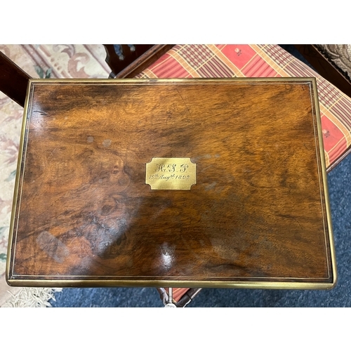 237 - VICTORIAN WALNUT WRITING SLOPE WITH KEY