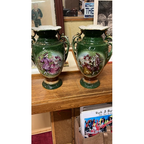 62 - PAIR VICTORIAN STAFFORDSHIRE VASES