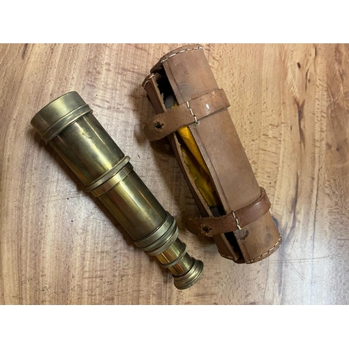 382 - LEATHER CASED TELESCOPE