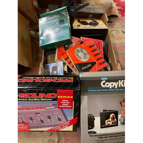 3 - BOX RETRO ITEMS INC HEADPHONES AND AUDIO MIXER