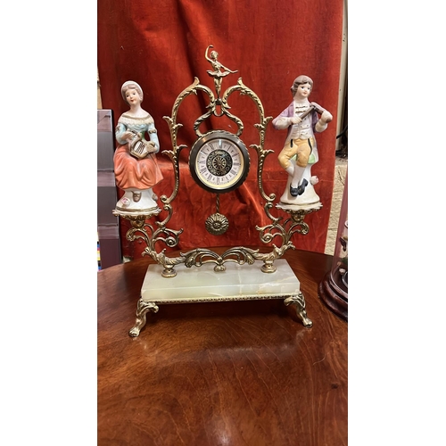 35 - WEST GERMAN FIGURE CLOCK MARBLE BASE