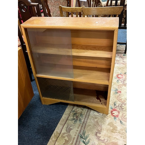 54 - 1960 LIGHT OAK BOOKCASE 74CM WIDE 21CM DEEP 89CM HIGH