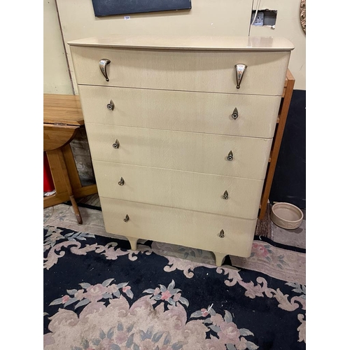 58 - 1950 CHEST DRAWERS BRASS HANDLES 116CM HIGH 88CM WIDE 48CM DEEP