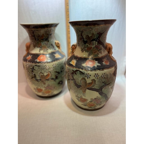 78 - PAIR LARGE HAND PAINTED SATSUMA VASES