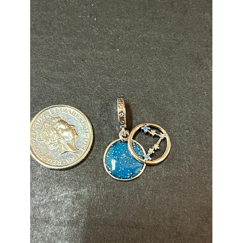 113 - S925 PISCES ZODIAC CHARM (5P IN PHOTO FOR SIZE REFERENCE)