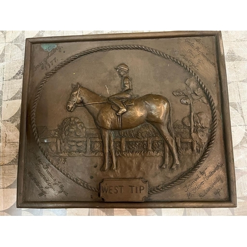 61 - BRONZE PLAQUE OF RACEHORSE WEST TIP