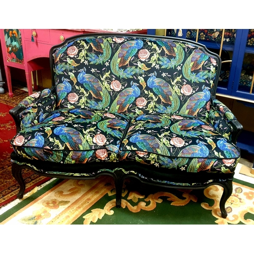 127 - NEWLY UPHOLSTERED VELET PEACOCK SOFA