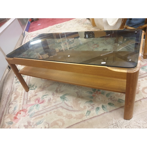 132 - GLASS TOP RETRO COFFEE TABLE