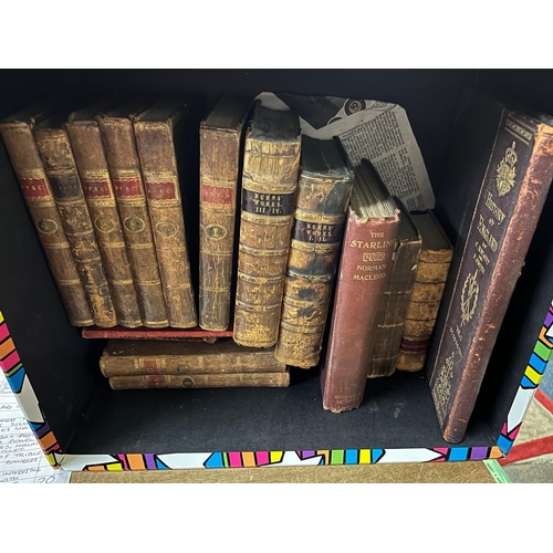 105 - COLLECTON ANTIQUE LEATHER BOUND BOOKS