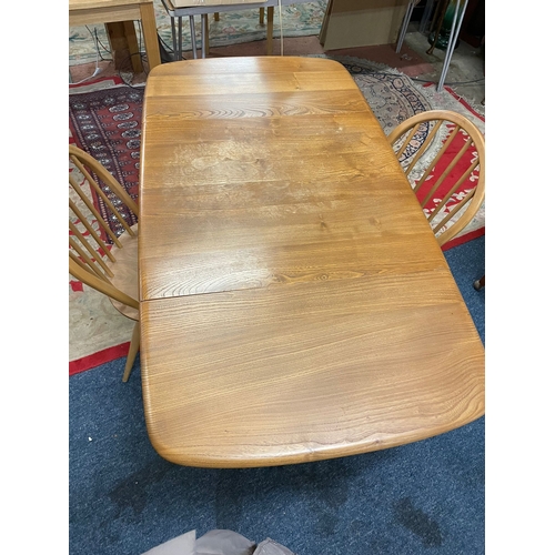 220 - ERCOL DROP LEAF TABLE 4FT6 LONG X 2FT5 WITH 2 CHAIRS