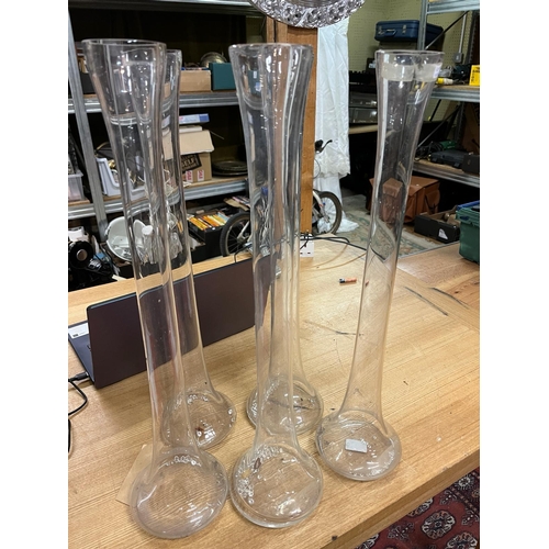 27 - 5 GLASS STEM VASES 
H 50CM