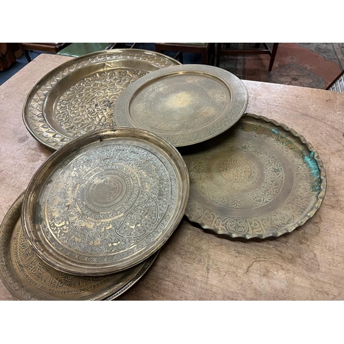 40 - 6 MIDDLE EASTERN BRASS TRAYS