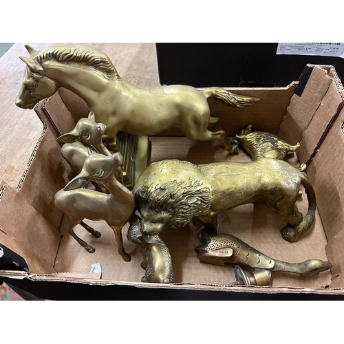 50 - BOX OF BRASS ANIMALS