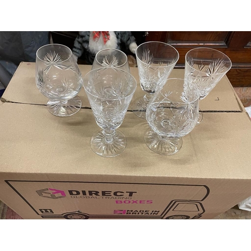 85 - BOX STAR OF EDINBURGH GLASSES
12 WINE GLASSES
10 WHISKEY GLASSES
8 BRANDY GLASSES