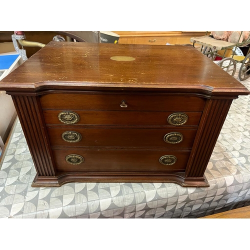 108 - EDWARDIAN WALNUT CUTLERY CHEST 51CM WIDE 31CM HIGH