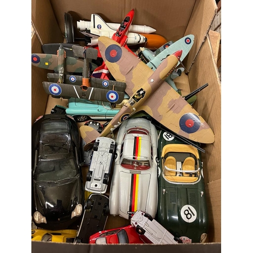 111 - BOX OF TOYS, PLANES, CARS, ETC