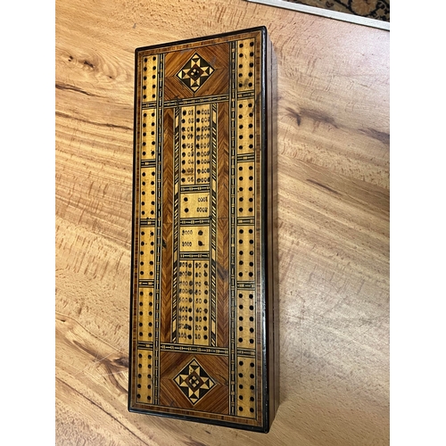 138 - 19THC INLAID GAMES & CRIB BOX