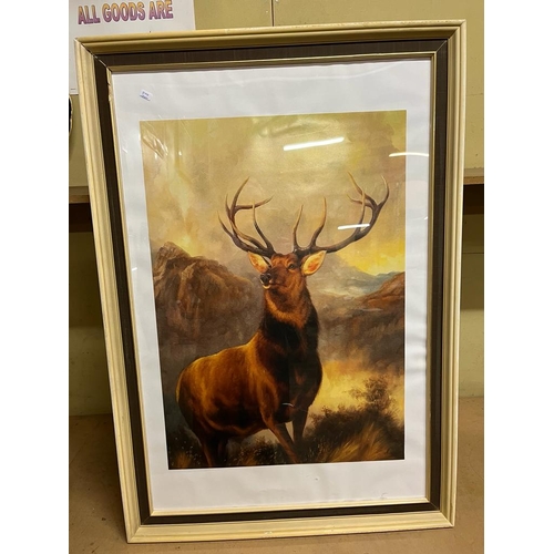 148 - F/G PRINT OF STAG 84CM X 58CM