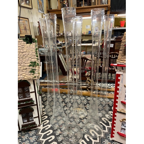 177 - 6 LARGE STEM GLASS VASES
H 80CM