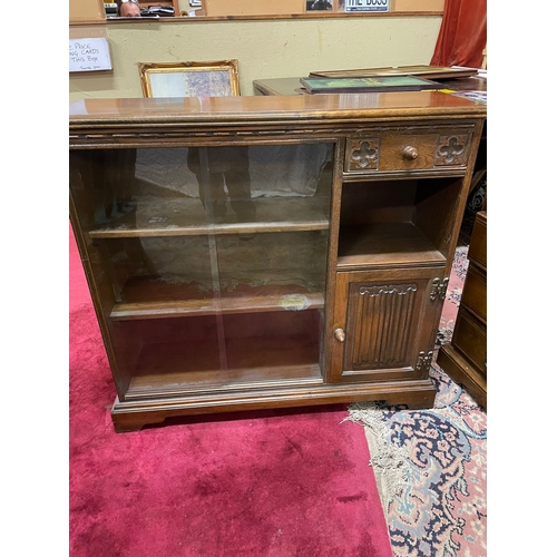 180 - OLD CHARM OAK BOOKCASE/CABINET 87 HIGH 92 WIDE